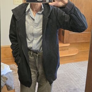 Black 100% Cotton Zip Front Hoodie | Large